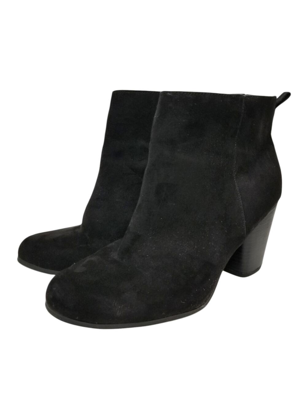 Torrid Women's Black Faux Suede Stacked Heel Ankle Boots Size 13W